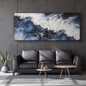 现代抽象装饰画纯手绘油画餐厅客厅背景墙海浪挂画肌理画