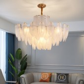 羽毛型吊灯轻奢水晶灯2022年新款房间灯LED餐厅灯具