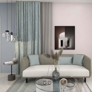 简约涤棉提花窗帘 北欧i风格棉麻窗帘成品布艺窗帘