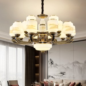 中式风格客厅灯饰  带玉石高档住宅别墅中式灯具