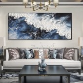 现代抽象装饰画纯手绘油画餐厅客厅背景墙海浪挂画肌理画