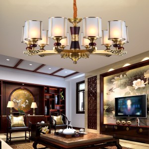 中式铜木吊灯 客厅餐厅紫檀红木吊灯高档别墅灯饰