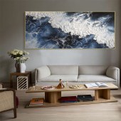 现代抽象装饰画纯手绘油画餐厅客厅背景墙海浪挂画肌理画
