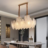 羽毛型吊灯轻奢水晶灯2022年新款房间灯LED餐厅灯具