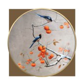 纯手绘油画新中式茶室书房入户玄关事事如意装饰画走廊过道壁画