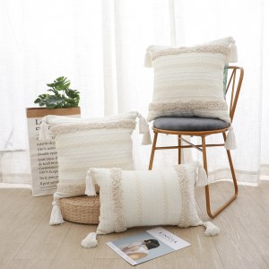 北欧全棉簇绒抱枕 客厅沙发流苏靠枕腰枕