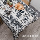 北欧简约餐厅布艺 流苏长方形餐桌布防水防油桌布