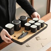 中式干泡茶具套装 家用简约茶杯茶叶罐套组功夫茶具