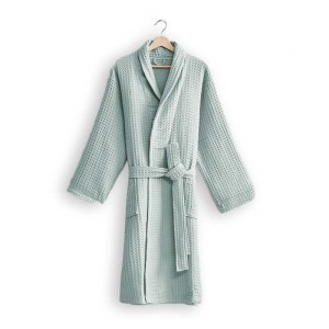 简约纯棉浴袍 华夫格浴袍薄厚适中浴袍