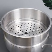 创意设计不锈钢汤锅 家用苹果型双耳多用不粘锅蒸锅