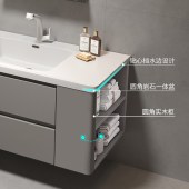 高级灰现代简约浴室柜 实木橡木卫浴盆柜