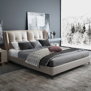 意式简约皮床 现代卧室简约床