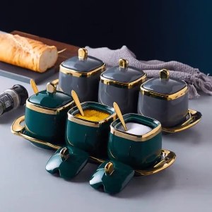 轻奢陶瓷调味罐 厨房装饰品创意收纳