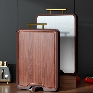 加厚防霉乌檀木砧板 家用实木不锈钢双面菜板