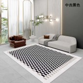 现代简约仿羊绒地毯 客厅卧室棋盘格水晶绒地毯