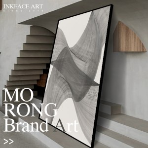 北欧风格装饰画 黑白线条工业风玄关挂画现代装饰落地画