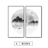 新中式装饰画 顺风顺水客厅装饰画油画布艺术微喷画