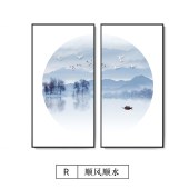 新中式装饰画 顺风顺水客厅装饰画油画布艺术微喷画