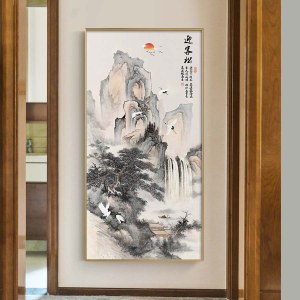 新中式装饰画 迎客松客厅玄关挂画