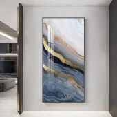 现代装饰画 抽象蓝色鎏金挂画客厅玄关落地画