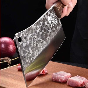 手工锻打砍骨刀 家用重型锤纹砍刀厨具