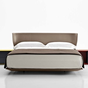 意式简约悬浮床马鞍皮床奢华双人真皮床
