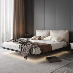 真皮悬浮床意式简约卧室双人床