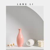 圆直瓶陶瓷花瓶家居装饰创意摆件小花器