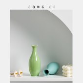 圆直瓶陶瓷花瓶家居装饰创意摆件小花器