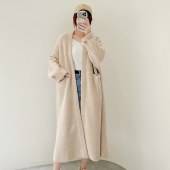 秋冬新款加厚针织羊毛衫外套  小圈圈纱欧版羊毛长款开衫女装