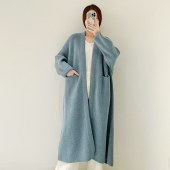 秋冬新款加厚针织羊毛衫外套  小圈圈纱欧版羊毛长款开衫女装