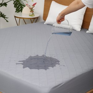 涤棉磨毛布压花防水床笠吸湿透气防螨床垫保护套