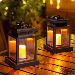 户外太阳能吊灯 庭院LED蜡烛挂灯复古桌面氛围灯