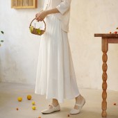 春夏新款苎棉中式半身裙 素雅高腰复古女裙
