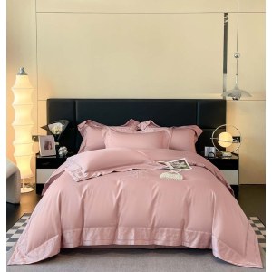 轻奢极简120支全棉四件套 长绒棉高端绣花床品套件