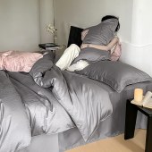 全棉简约四件套 新疆长绒棉刺绣提花床品套件