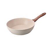 现代简约麦饭石平底小白锅 易清洗家用不粘锅煎锅炒锅