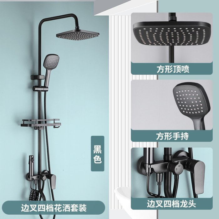 黑色边叉/四档花洒