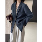 早秋休闲西服女装 垫肩杂色枪驳领廓形西装外套