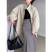 秋冬时尚简约立领女装风衣外套 中长款工装风女装上衣