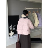 韩系格子羽绒服女装 撞色80白鸭绒短款外套