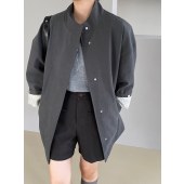 秋冬时尚简约立领女装风衣外套 中长款工装风女装上衣