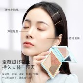 立体三色腮红高光修容盘闪粉哑光自然妆感