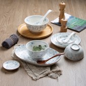 简约釉下彩碗碟 日式陶瓷碗盘餐具套装