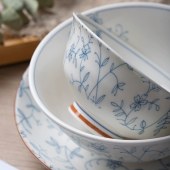 简约釉下彩碗碟 日式陶瓷碗盘餐具套装