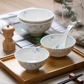 简约釉下彩碗碟 日式陶瓷碗盘餐具套装