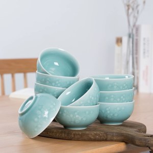 青瓷中式米饭碗 4.5英寸家用陶瓷小号加厚防烫饭碗稀饭碗