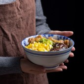 中式青花陶瓷碗碟套装 釉下彩盘碗碟家用餐具