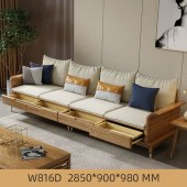 北欧蜡木沙发 小户型客厅榫卯结构储物收纳实木家具
