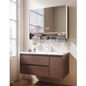 中古风实木浴室柜 陶瓷一体盆卫生间洗漱台柜智能镜卫浴套装